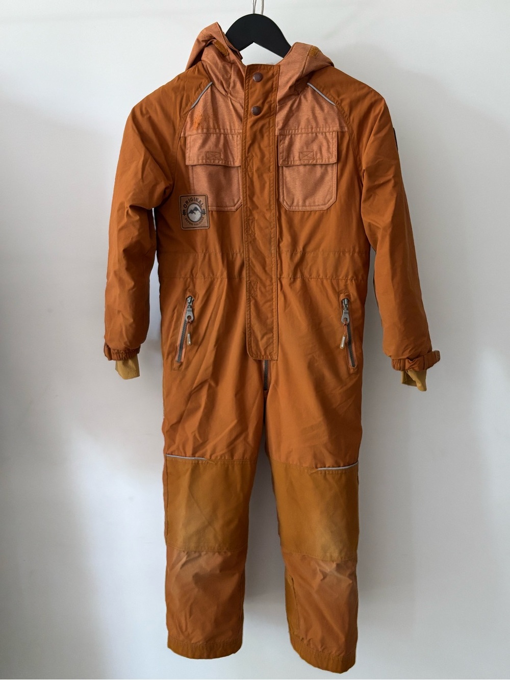 Souris Mini Kids Hooded Orange One-Piece Footie Snowsuit